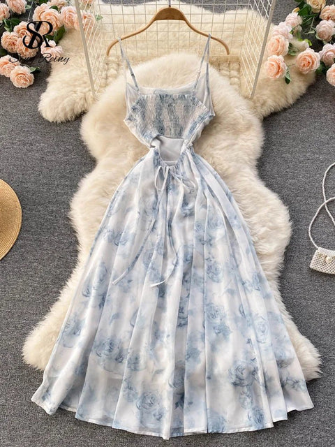 Floral Midi Dress blue