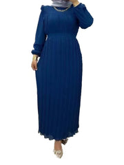 Women's Abaya Party Dress Dubai Kaftan Evening Dress Ruffles Pleated Dresses