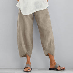 Women's Casual Wide Leg Crop Pants Loose Comfort Elastic Waist Romper Pants