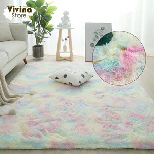 Rainbow Fluffy Carpet For Living Room Plush Rug For Bedroom Hallway Great For the Holidays
