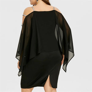 Cold Shoulder Cape Plus Size Dress black