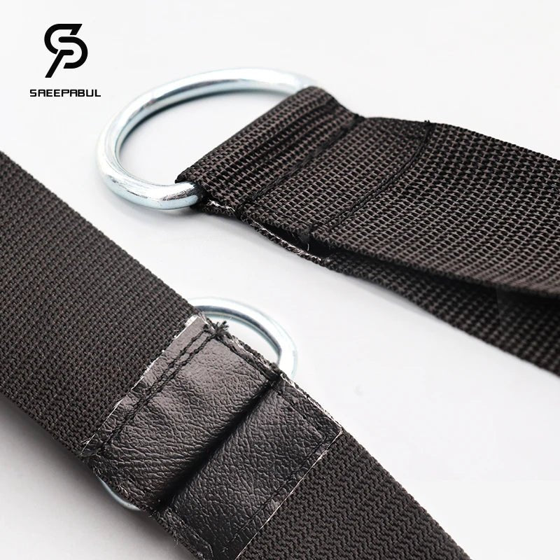 Black belt with silver D-ring on a light gray background, featuring the brand 'SHEEPFABUL'.