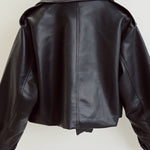 Women's Faux Leather Biker Style Jacket Turndown Collar Loose Streetwear Outerwear