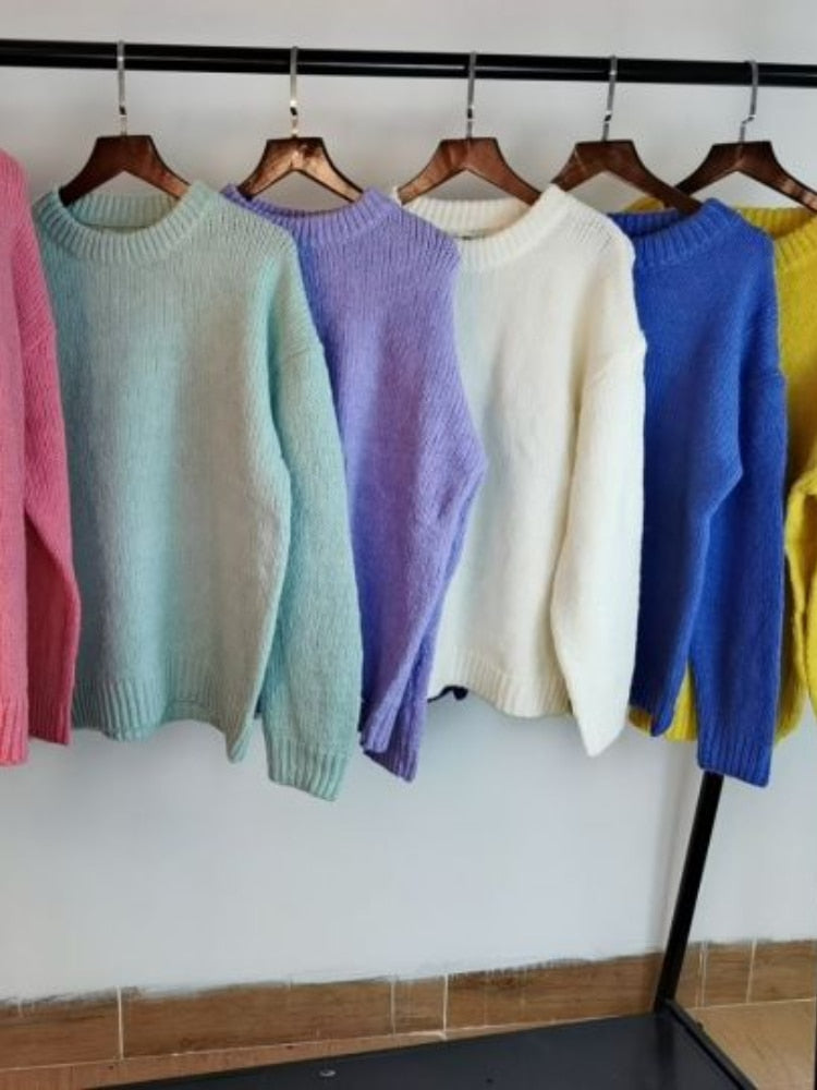 Women's Oversized Sweater Loose Knitted Long Sleeve Pullover