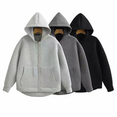 Women's Vintage Hoodies Zipper Sweatshirts New Fashion Long Sleeve Streetwear Parkas Popular Outerwear