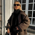 Winter Coat for Women Faux Fur Thick Lapel Warm Loose Fit Coat Jacket