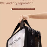 Double Layer Dry Wet Makeup Bag with Wet/Dry Compartments Large Capacity Makeup Bag Toiletry Bag Travel Portable Handbag