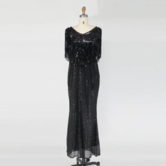 Plus Size Wedding Party Dress Women's Sexy Slim Sequin Tassel Prom Dresses Fashion Elegant Evening Gown