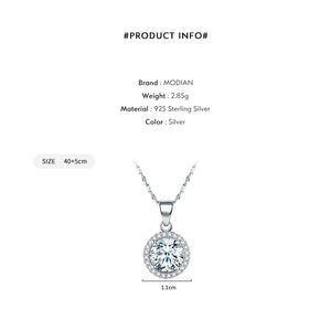 Genuine 925 Sterling Silver Luxury Chain Necklace with 2.0Ct AAAAA Cubic Zirconia Pendant Necklace