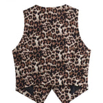 Women's Leopard Print Vest New Fashion V-Neck Single-Breasted Casual Vest Top