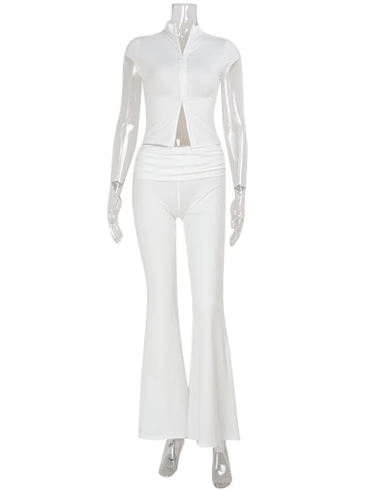 White outfit on a mannequin against a white background