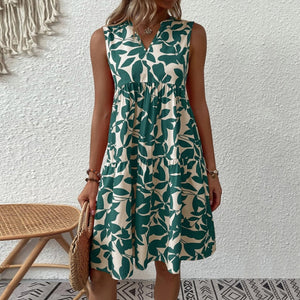 Women's Boho Floral Print Summer Short Dress Loose Casual V-Neck Sleeveless Dress