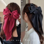 Elegant Bow Ribbon Hair Clip Fashion Simple Solid Satin Spring Clip Hair Pin Retro Headband with Clips Hair Accessories