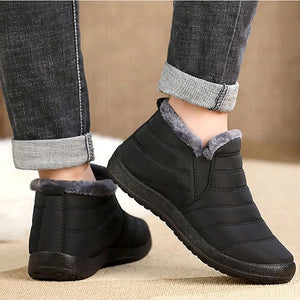 Women's Short Winter Ankle Fur-Lined Shoes Casual Slip On Sneaker Shoes