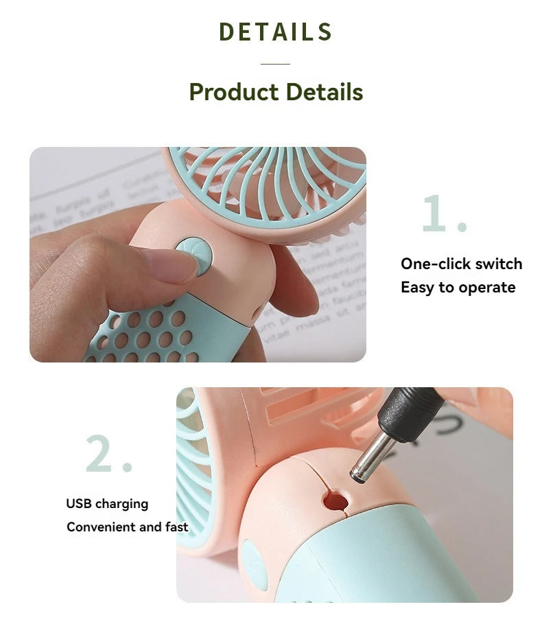 New Handheld USB Charging Mini Fan Cute Small Fan Portable Mini USB Fan Mini Pocket Fan