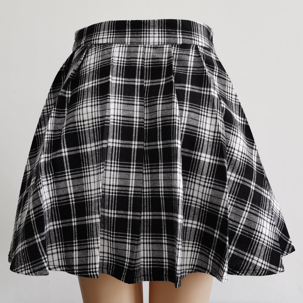 Girl's Women's Punk Irregular Mini Pleated Skirt Asymmetric Cutout High Waist Gothic Plaid Skirt