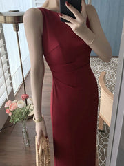 Women's Summer Fashion Sleeveless Chic Long Dress Elegant Evening Midi Dress