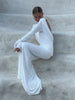  White Long-Sleeved Slim Fit Maxi Dress