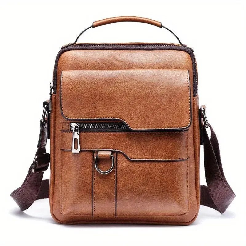 Messenger Bag Men PU Leather Shoulder Crossbody Bag Business Casual Tablet Travel Satchel