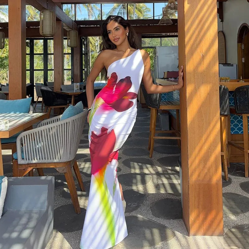 Stunning Strapless Printed Maxi Dress - Chic Women's Beach Robe