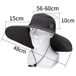 Large Brim Polyester Sun Hat 15cm Brim UV Protection Breathable Mesh Cap Foldable for Men and Women Outdoor Fishing Hiking Beach Hats