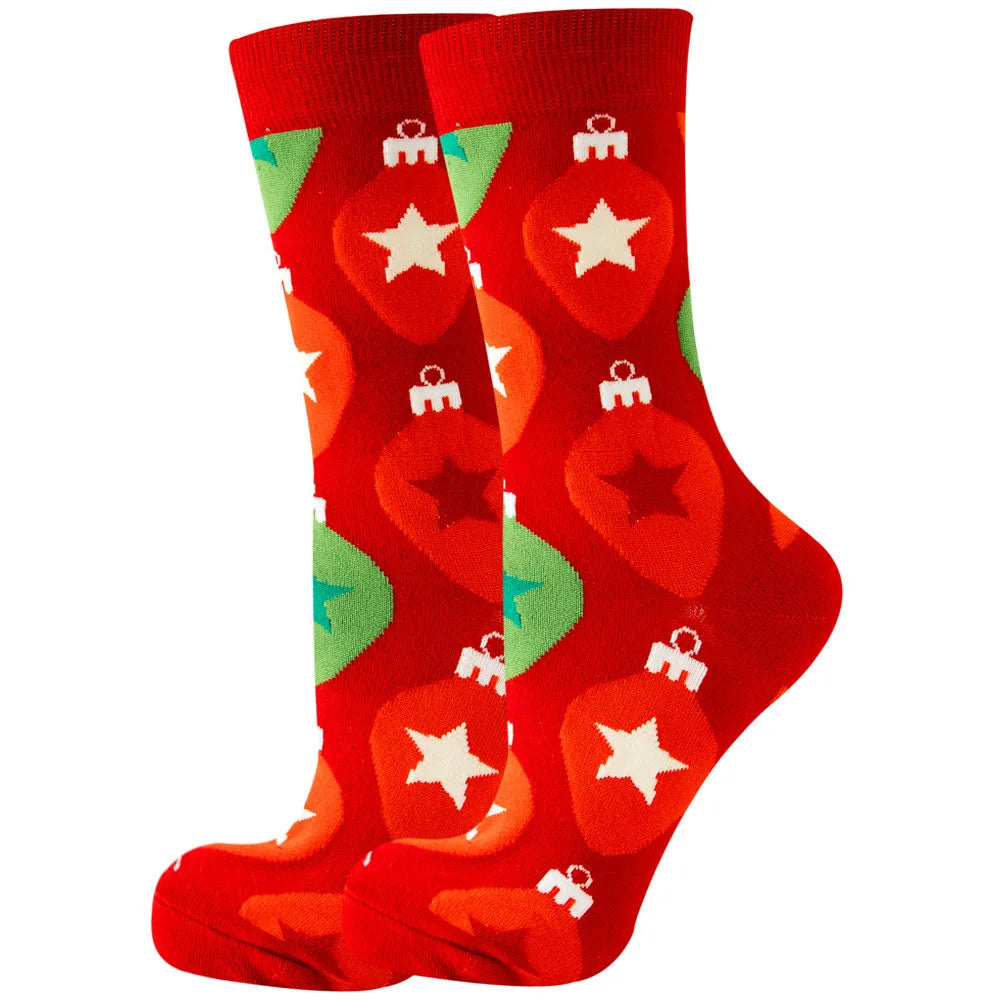 Women's and Men Christmas Socks Fun Christmas Santa Claus Tree Snowflake Festive Crew Socks