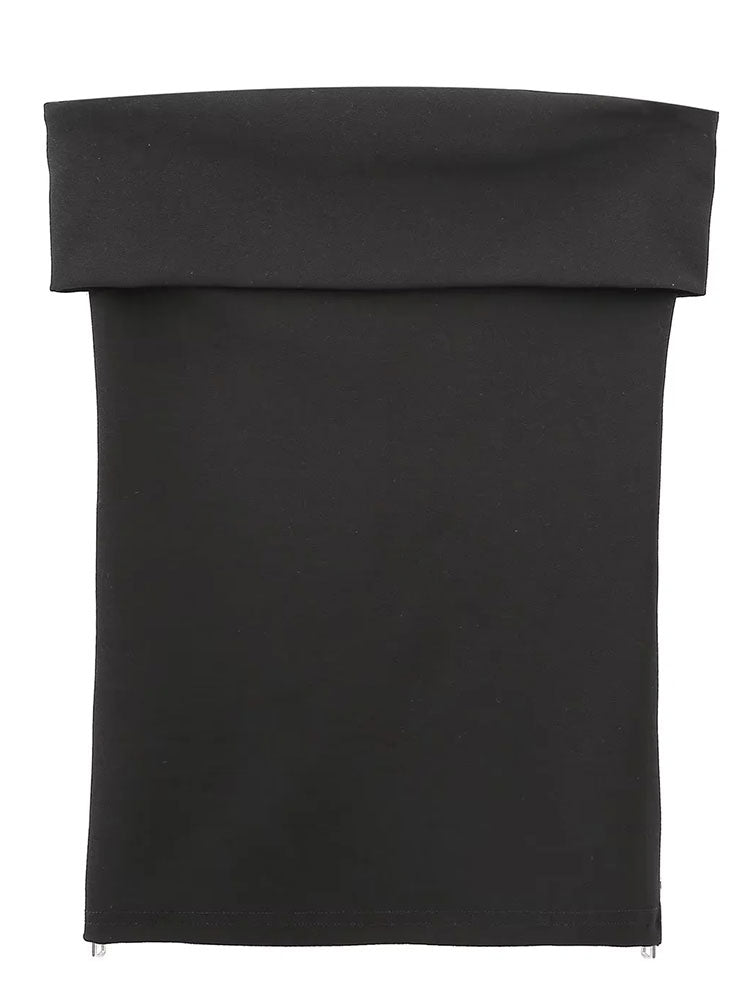 Women's Strapless Tube Strapless Tank Top with Side Zipper Slit