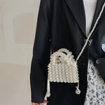 Fashion Retro Pearl Crossbody Bag Shoulder Bag Mini Versatile Hand Woven Beaded Handbag