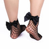 Women's Chic Breathable Fishnet Ankle Socks with Bow Knot Sexy Hollow Out Mesh Socks Lolita Style Socks