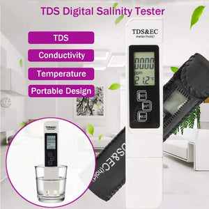 4-in-1 Digital Water Quality Tester TDS EC Meter, Range 0 to 9990 Multifunctional Water Purity Temperature TEMP PPM Tester