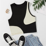 Y2K Clothes Streetwear Baby Tee Vest Cute Preppy Patchwork Bodycon Tank Top Crewneck