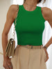 Women's Summer Knitted Tank Tops Casual Sleeveless O Neck Crop Tops