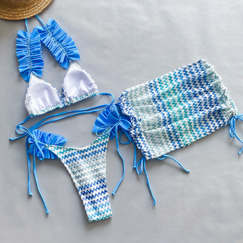 Bikini Set Women 3-Piece Swimsuit Bathing Suit Trendy Beachwear Summer Beach Fashion