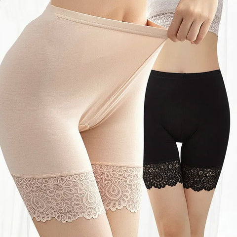 Anti-Chafing Shorts Women Plus Size Safety Pants Soft Modal Lace Boxer Underwear Comfortable Casual
