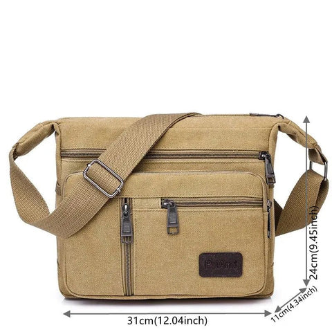 Canvas Shoulder Bag Men Casual Tote Travel Crossbody Messenger Durable Everyday Handbag