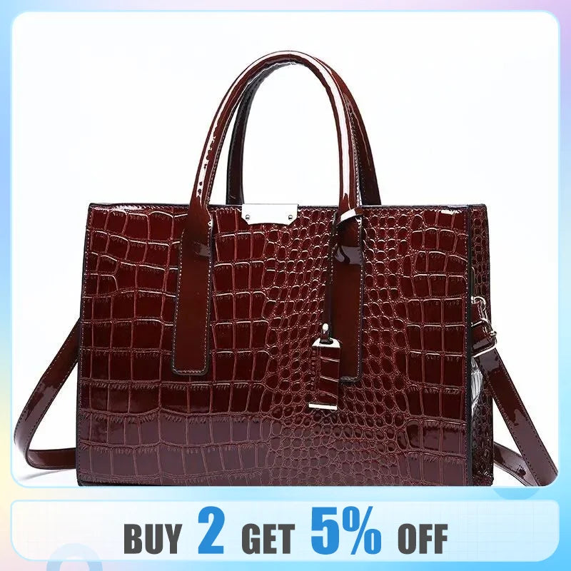 Crocodile Print Handbag Purse Adjustable Strap Tote Bag Top Handle Large Capacity Crossbody Bags for Work or Travel Great Gift