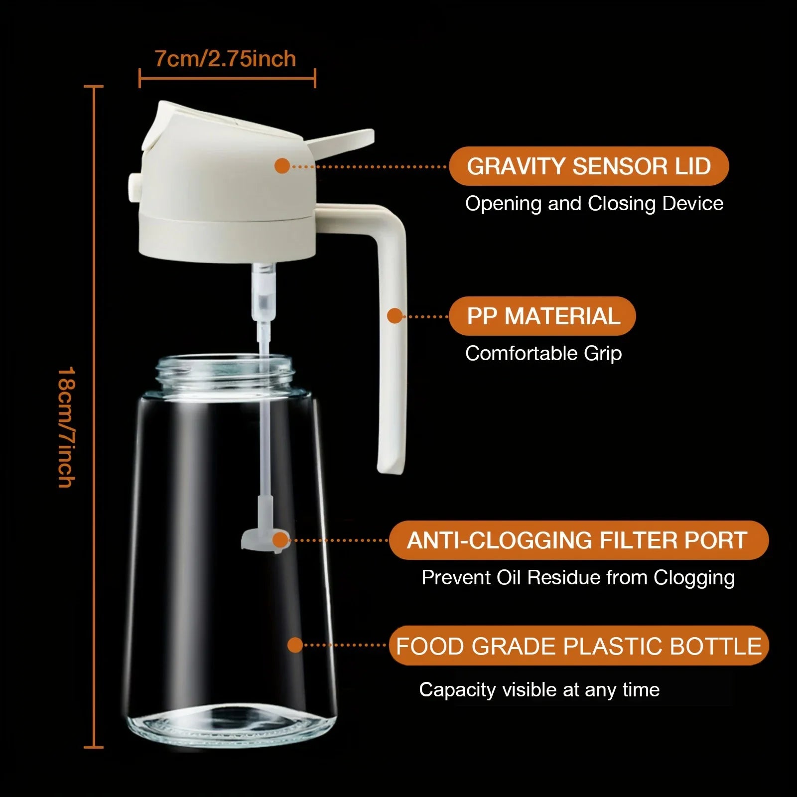 Plastic Oil Dispenser Spray Bottle for Kitchen Oil Sprayer Oil Dispenser Jar For Baking Roasting, BBQ, etc.