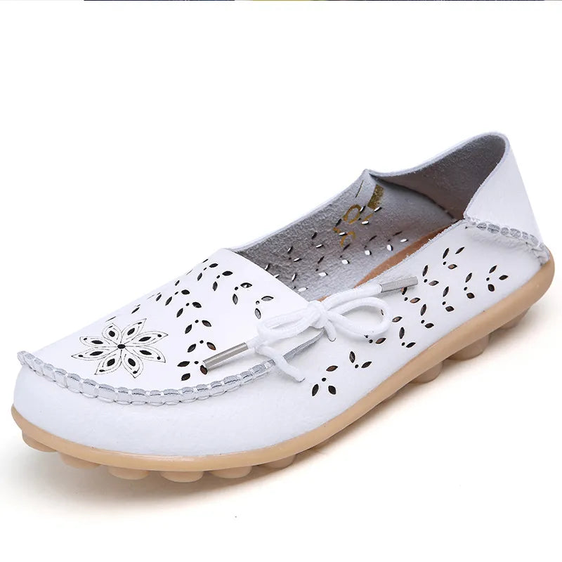 Women's Flat Shoes Breathable PU Leather Loafers Casual Slip On Shoes