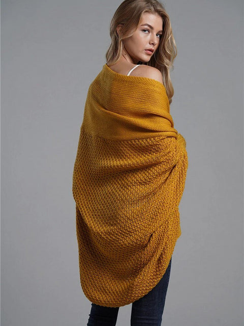 Oversized Cardigan Women Patchwork Batwing Sleeve Long Knit Sweater Casual Warm Winter Fashion