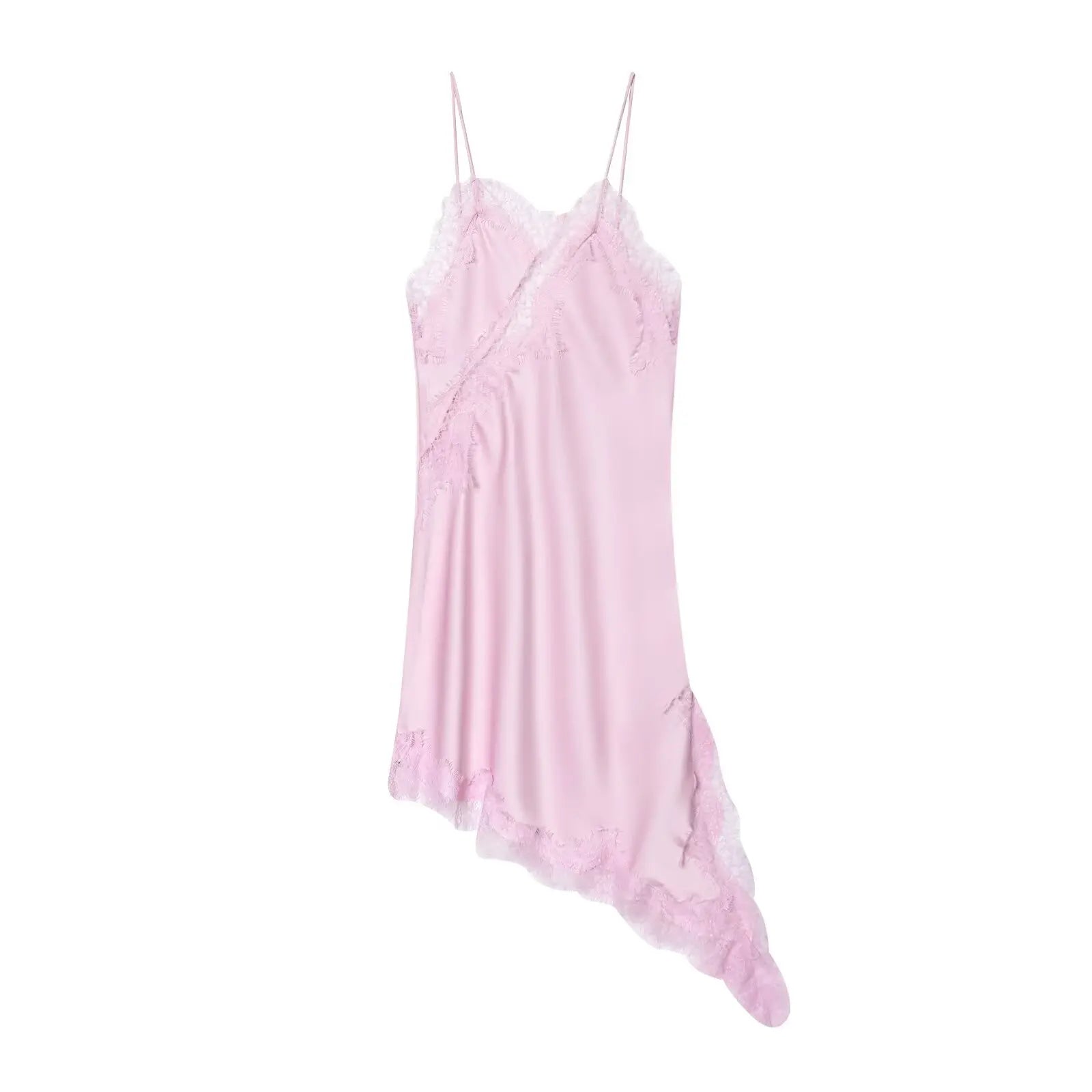 Pink slip dress on a white background