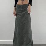 Women's Cargo Long Skirts with Slit Y2K Low Waist Maxi Skirt Retro Grunge Fashion