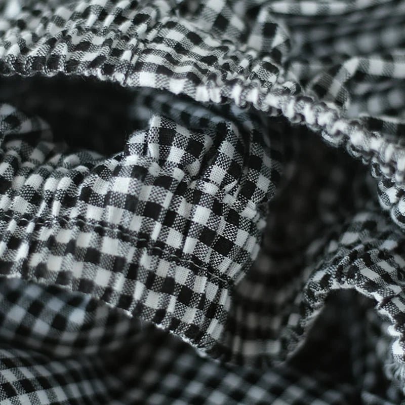 Close-up of black and white checkered fabric