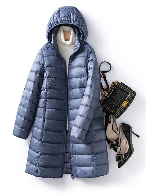 Hooded Quilted Winter Jacket  blue
