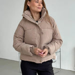 Women's Cropped Puffer Jacket Casual Zipper Thick Jacket Winter Jackets Padded Winter Down Coats