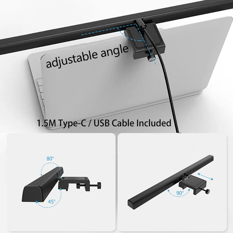 50cm LED Computer PC Monitor Screen Lamp Connect on top of Monitor Eye-Care Desk Lamp Bar Dimming Reading USB Powered Hanging Table Lamp