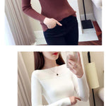 Ribbed Slash Neck Slim Sweater Knitted Long Sleeve Office Casual Solid Pullovers For Women