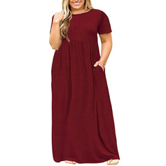 Plus Size Summer Dress for Women Short Sleeve Floral Print Loose Maxi Dress (L-5XL)