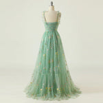 Puffy Tulle Evening Dress Floor-Length Adjustable Straps Scattered Flower Prom Dress Evening Gowns