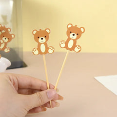 20-Piece Lot Cute Bear Food Picks Cake Dessert Hors D'oeuvres Appetizer Toothpicks Fruit Forks Birthday Party Baby Shower Christmas Decoration Supplies