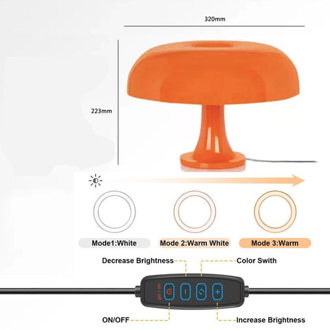 Mushroom LED Table Lamp Handmade Italian Design Minimalist Bedside Desk Light Home Decor Gift